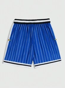 ROMWE MEN Prep Men's Basketball Casual Simple-Style Daily Wear Shorts, Football Style - Multicolor - View 2