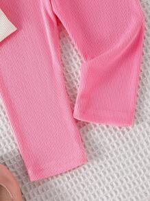 Elladie kids Baby Girl 3D Floral Print Sweatshirt And Knitted Leggings Set, Casual & Cute Outfit For Baby Girls, Autumn