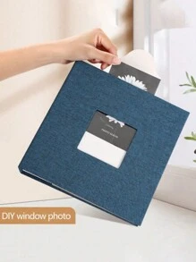 1pc Minimalistic Linen Creative Gift 6-Inch 200 Sheets Photo Album With Pockets For Photo Storage - Multicolor - View 3