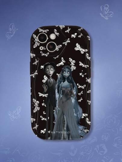 Corpse Bride | ROMWE 1 pezzo Custodia per telefono 3D in TPU ondulato con sposa cadavere e coppia di zombie compatibile con e altri modelli