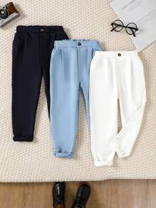 Souflis Souflis 3pcs/Set Young Boys Casual Minimalist Suit Pants, Suitable For Everyday Casual Scenes, Outdoor Scenes, Getaway, Holiday, Travel, Relax, Sunbathing, Summer - Multicolor - View 6