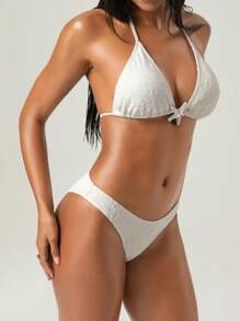 SHEIN Swim 2pcs/Set Summer Beach Teenage Ocean Themed Bikini Set - Beige - View 6