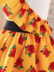 Set de 2 piezas de Top sin mangas de cuello redondo y falda minimalista para niña preadolescente - Amarillo - Ver 5