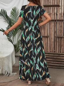 EMERY ROSE Stampato Abito Estivi Casuale con Scollo Quadrato, Vestiti Lunghi Maxi Estivi Per Le Donne