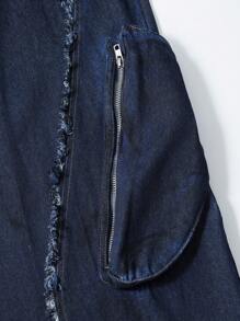Street Life Men's Grunge Ragged Casual Everyday Frayed Zip-Up Baggy Loose Straight Leg Jeans - Blue - View 5