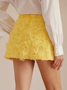 Chiquease 黄色浪漫宫廷设计情人节玫瑰3D花裙女款 - 黃色 - 查看 2