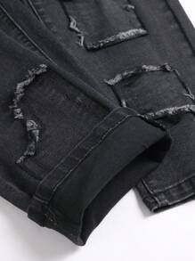 Manfinity LEGND Plus Size Men's Simple Front Button Pocket Casual Denim Black Jeans