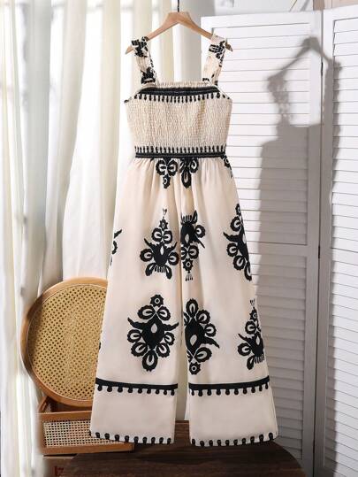 SHEIN 少女全身印花吊带背心连衣裤