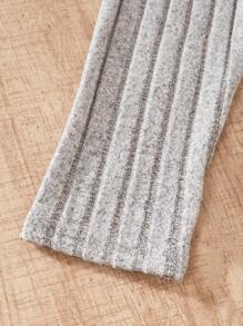 Teen Girl Long Sleeve Printed Hooded Top And Ribbed Pants 2 Pieces Set, Casual & Sweet - Apricot - View 5