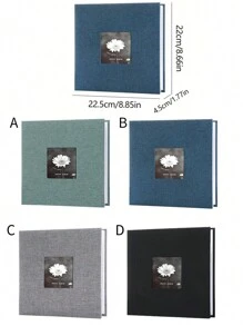 1pc Minimalistic Linen Creative Gift 6-Inch 200 Sheets Photo Album With Pockets For Photo Storage - Multicolor - View 2