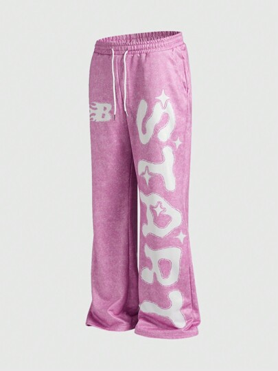 Street Life Valentine's Day/Love/Couples/Heart/XOXO/Kisses/Hugs And Kisses/Be Mine/Babe/Baby/Kiss/Lip/Heart/Cupid/Angel/Rose/Smile/Butterfly/Cherry/Strawberry/3D Rose/Flower/Bow Print Casual Trousers For Couples