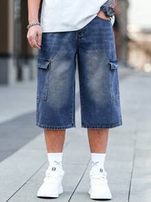 Manfinity EZcore 男士牛仔中长休闲短裤，简约时尚日常穿着