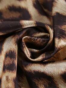 Celure 大码女式常规长度豹纹缎面优雅裙子 - 彩色 - 查看 4