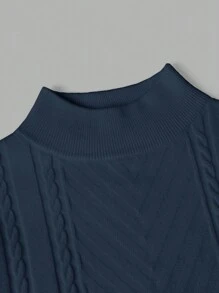 Manfinity Homme 男士高领套头毛衣，简约休闲风格，适合日常穿着 - 藍色 - 查看 5