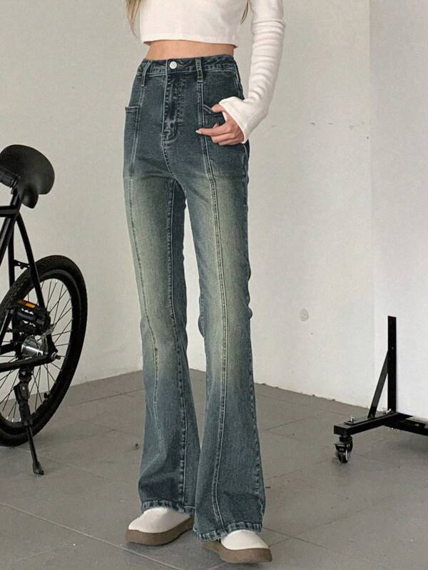 DAZY Women's Washed Flare Jeans