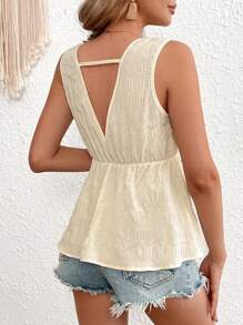 Breezaya Camisa informal de mujer con cuello en V profundo, cintura ceñida, sin mangas, silueta en línea A, para primavera/verano