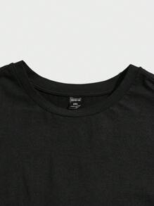 Manfinity VCAY Camiseta casual de manga corta y cuello redondo con estampado, uso diario, talla grande para hombres