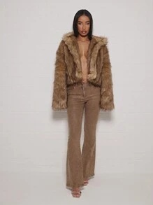 SUMWON WOMEN Designer Flared Jeans Y2K Style High Waist Bell Bottom Denim Pants Retro Waxed Finish Casual Fashion Statement Fall Winter