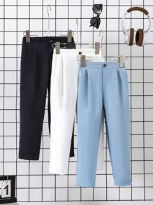 Souflis Souflis 3pcs/Set Young Boys Casual Minimalist Suit Pants, Suitable For Everyday Casual Scenes, Outdoor Scenes, Getaway, Holiday, Travel, Relax, Sunbathing, Summer - Multicolor - View 5