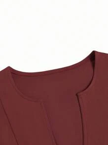 SHEIN Frenchy Rochie mini simplă pentru femei, la modă și ocazională, pentru ținuta de zi cu zi - Burgundia - Vizualizare 3