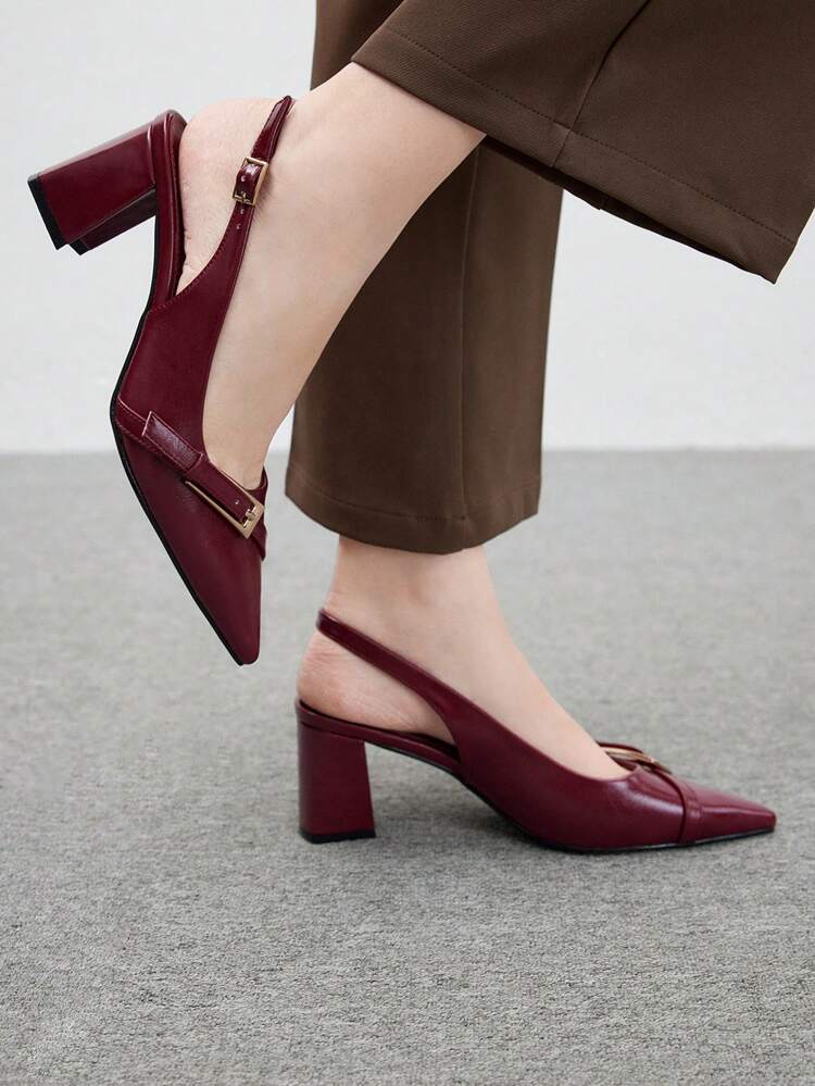 CUCCOO BIZCHIC New Pointed Toe Chunky Heel Pumps For Women, Bowknot Color Block Rivets Closed Toe Fashion High Heels Spring Shoes Spring Break Easter For Christmas