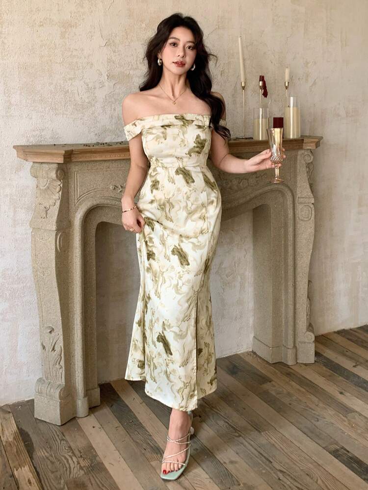 Women's Casual Midi Dress, Simple And Fashionable For Everyday Wear,Formal Women Dresses Off Shoulder