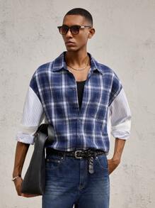 AKNOTIC Party 男士梭织宽松落肩翻领长袖休闲夹克，适合秋冬季日常穿着 - 彩色 - 查看 6