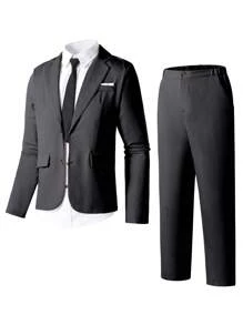 Set de 2 piezas Traje de caballero para adolescente, Chaqueta de traje color albaricoque + Pantalón de vestir, Vestimenta elegante y formal adecuada para fiesta de cumpleaños, gala, actuación, hosting, temporada de bodas