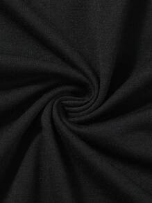 ROMWE MEN Street Life 男士圆领短袖图案印花休闲 T 恤，日常穿着 - 黑色 - 查看 4