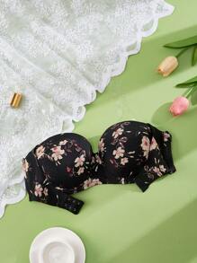 DesireSculpt Women's Strapless Floral Print Black Push Up Bra With Medium Stretch Fabric For Casual Wear - Multicolor - View 4