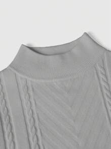 Manfinity Homme Men's Casual Basic Stand Collar Pullover Sweater, For Fall Winter - Light Grey - View 6