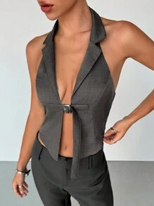 Aloruh Damen ärmelloses einfaches figurbetont Lässig Trägershirt, Pendelkleidung - Grau - Übersicht 6