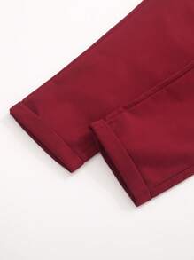 Pantalones tejidos de cintura elástica para niños pequeños, desgaste casual cómodo, versátil, adecuado para salidas diarias, escuela, playa, fiestas, primavera/verano - Burdeos - Ver 6