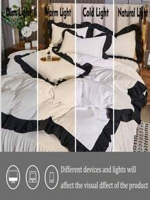 3 件套白色超柔软亲肤花卉蕾丝羽绒被套套装，1 个羽绒被套和 2 个枕套，可机洗 - 白色 - 查看 7