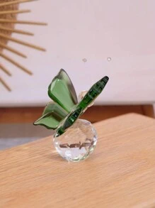 SHEIN 1pc Butterfly Crystal Ball Decoration For Home Office Desk Decoration Best Gift Birthday - Dark Green - View 2