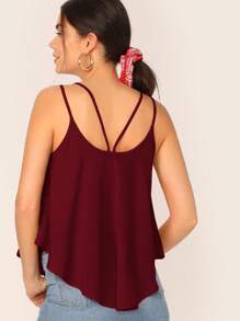 SHEIN Essnce Canotta da donna con spalline sottili a tinta unita, di stile minimalista, per uso casual quotidiano - Bordò - Visualizzare 2
