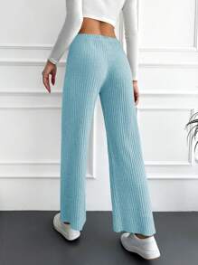 RueChic Tie Waist Straight Leg Pants - Hijau - View 2