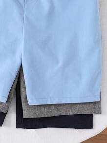 SHEIN 3pcs Tween Boys Multi-Pack Casual Solid Color Shorts, School, Campus, College