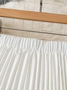 Breezaya Falda plisada de estampado floral de talla grande, de corte relajado en línea A, adecuada para vacaciones