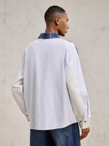 AKNOTIC Party 男士梭织宽松落肩翻领长袖休闲夹克，适合秋冬季日常穿着 - 彩色 - 查看 4