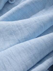 DAZY Bộ 2 món gồm áo sơ mi và quần dài chất lượng cao dành cho nữ, kiểu dáng thời trang, bộ đồ mặc nhà mùa thu cho nữ. - Màu xanh lam - Xem 8