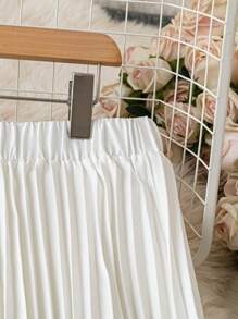 Breezaya Falda plisada de estampado floral de talla grande, de corte relajado en línea A, adecuada para vacaciones