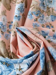 SHEIN Clasi 大码女式花卉印花长袖连衣裙长款女式服装 - 藕粉色 - 查看 4