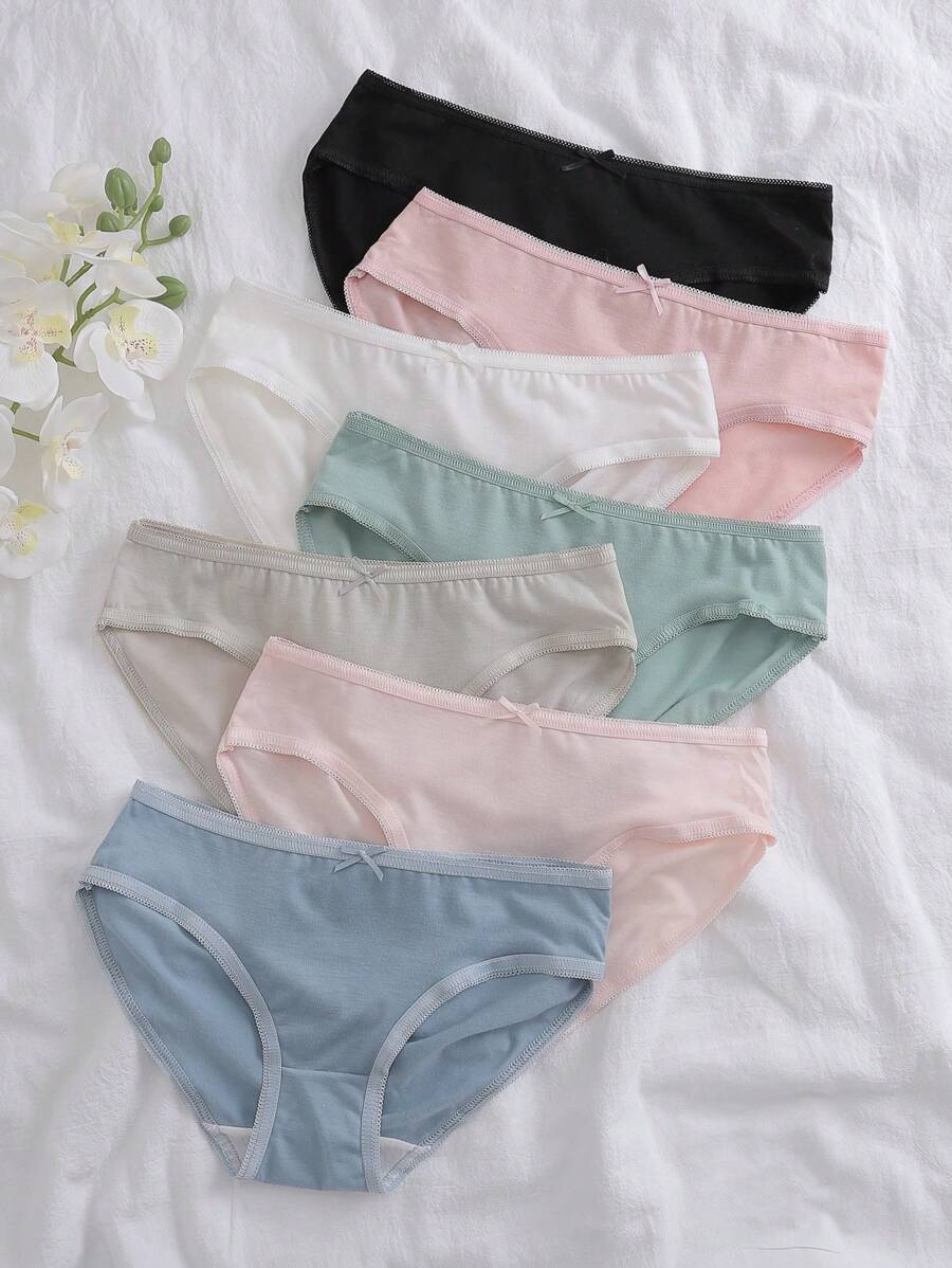 7pcs/Set Bowknot Seamless Panties (Triangle Cut) - Multicolor - View 1