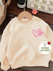 SHEIN ModeFlare Wear Baby Girl Soft Knit Crew Neck Casual Loose Thick Pullover Sweatshirt For Autumn/Winter - Apricot - View 4