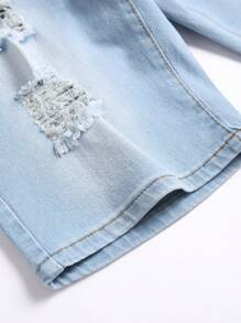 Manfinity EMRG Men's Front Button Pocket Distressed Casual Skinny Denim Shorts