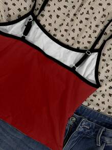 SHEIN Women Casual Portrait Print Sexy Red Camisole Tight Sleeveless Top, Suitable For Summer