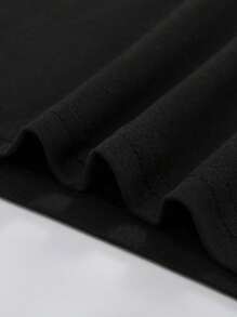 ROMWE MEN Street Life 男士圆领短袖图案印花休闲 T 恤，日常穿着 - 黑色 - 查看 6