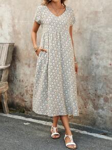 EMERY ROSE 女士休闲度假全印花连衣裙，夏季 - 彩色 - 查看 5