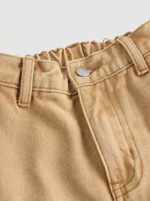 SHEIN Jeansy Baggy Cargo Khaki dla dziewczynek w stylu tween